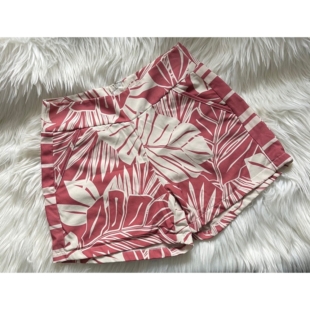 Hawaiian Print Dress Shorts Medium Palm Monstera Azzejo